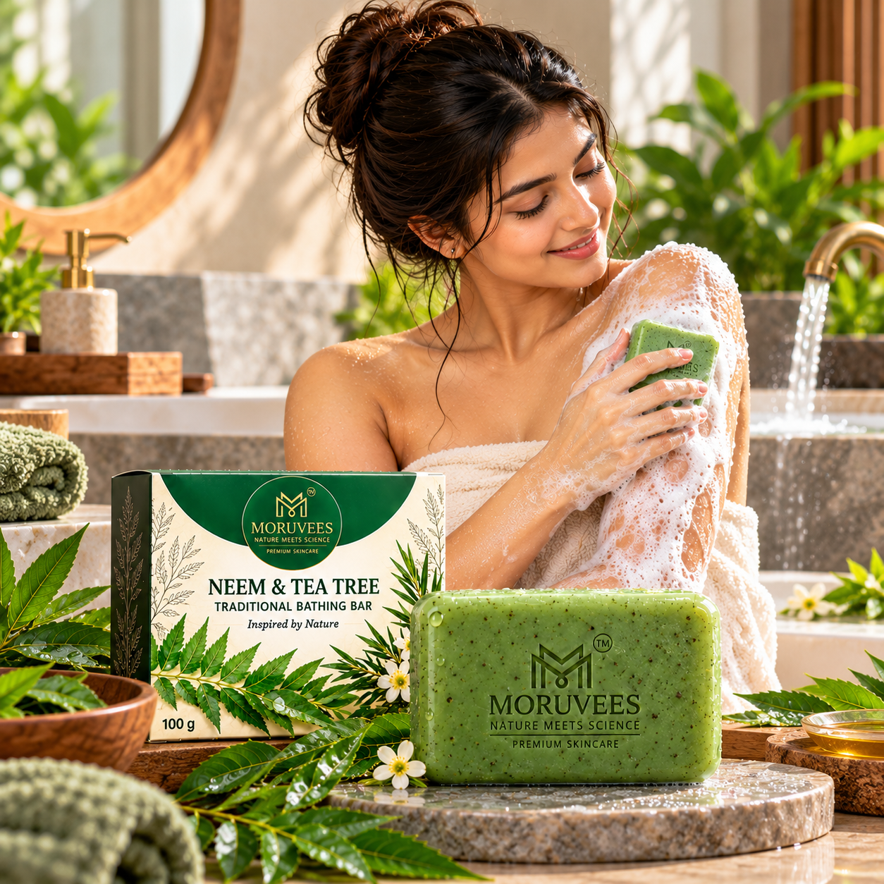 NEEM & TEA TREE TRADITIONAL BATHING BAR - Image 2