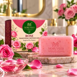 Moruvees Rose Soap Luxury Display ROSE TRADITIONAL BATHING BAR